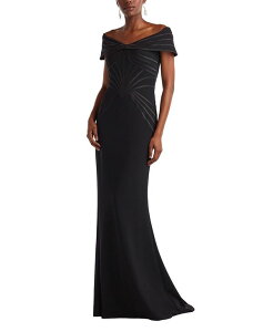 �^�_�V�V���[�W ���f�B�[�X �g�b�v�X �����s�[�X �I�t�V�����_�[ Tadashi Shoji Meridian Sundial Off-Shoulder Gown Black �u���b�N