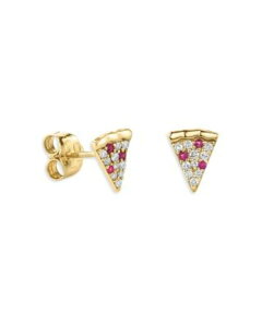 �V�h�j�[�G���@�� ���f�B�[�X �A�N�Z�T���[ �����O Sydney Evan 14k Yellow Gold Ruby & Diamond Pizza Slice Single Stud Earringold �S�[���h