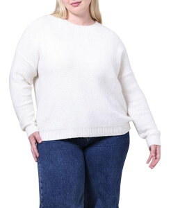 �~�j�[���[�Y ���f�B�[�X �g�b�v�X �V���c �N���[�l�b�N �v���X�T�C�Y Minnie Rose Plusize Sparkle Cashmere Boxy Crew Neck Topen White �z���C�g