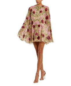 �}�b�N�_�K�� ���f�B�[�X �g�b�v�X �����s�[�X �t�����[�� �~�j ���b�V�� �t�����[ Mac Duggal Floral Beaded Meshawl Mini Dress Nude Multi �}���`�J���[