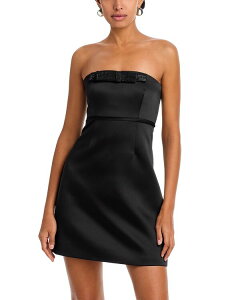 �~���[ ���f�B�[�X �g�b�v�X �����s�[�X �~�j �T�e�� MILLY Robin Duchessatin Bow Mini Dress Black �u���b�N