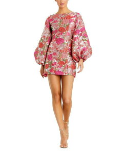 �}�b�N�_�K�� ���f�B�[�X �g�b�v�X �����s�[�X �o���[���X���[�u �~�j Mac Duggal Brocade Balloon Sleeve Fitted Mini Dress Pink Multi �s���N