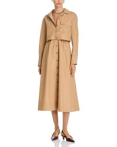 �f���N�����e���N���X�o�C ���f�B�[�X �g�b�v�X �����s�[�X �R�b�g�� Derek Lam 10 Crosby Janine Poly Cotton Dress Camel �L������