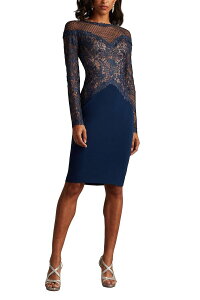 �^�_�V�V���[�W ���f�B�[�X �g�b�v�X �����s�[�X �h�J Tadashi Shoji Lisettembroidered Illusion Dress Navy �l�C�r�[