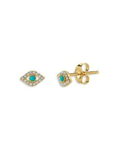 �V�h�j�[�G���@�� ���f�B�[�X �A�N�Z�T���[ �����O Sydney Evan 14K Yellow Gold Small Bezel Evil Eye Single Stud Earring Blue/Gold �u���[