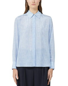 �}�b�N�X�}�[�� ���f�B�[�X �g�b�v�X �V���c �V���N Max Mara Studio Nola Silk Shirt Light Blue �u���[