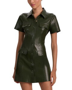 �A���X�A���h�I���r�A ���f�B�[�X �g�b�v�X �����s�[�X ���U�[ �t�F�C�N���U�[ Alice and Olivia Jamie Faux Leather Collaredress Dark Olive �I���[�u