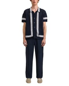�t���X�R�{�[���J���I�J �����Y �A�E�^�[ �J�[�f�B�K�� �R�b�g�� Frescobol Carioca Pinto Cotton Short Sleeve Crochet Cardiganavy �l�C�r�[