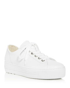 �|�[���E�O���[�� ���f�B�[�X �V���[�Y �X�j�[�J�[ �v���b�g�t�H�[�� Paul Green Women's Bixby Low Toplatform Sneakers White Leather �z���C�g