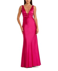�}�b�N�_�K�� ���f�B�[�X �g�b�v�X �����s�[�X V�l�b�N �T�e�� �m�[�X���[�u Mac Duggal Sleeveless V Neck Satin Gown with Bow Details Raspberry