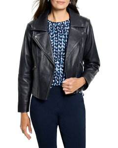 �j�b�N�v���X�]�[�C ���f�B�[�X �A�E�^�[ �W���P�b�g�E�u���]�� ���U�[ NIC+ZOE Leather Biker Jacket Navy �l�C�r�[