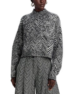�{�X ���f�B�[�X �A�E�^�[ �j�b�g�E�Z�[�^�[ ���b�N�l�b�N BOSS Faclina Mock Neck Sweater Monochrome Herringbone