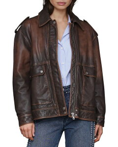 �A���F�b�N���t�B�[�� ���f�B�[�X �A�E�^�[ �W���P�b�g�E�u���]�� ���U�[ Avec Les Filles Genuine Leather Aviator Jacket Burnished Brown �u���E��