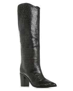 �V���b�c ���f�B�[�X �V���[�Y �u�[�c�E���C���u�[�c �g�[�� �q�[�� SCHUTZ Women �f s Maryana Croc-Embossed Block Heel Pointed-Toe Tall Boots Black �u���b�N