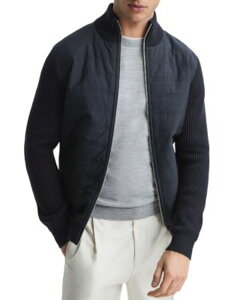 ���C�X �����Y �A�E�^�[ �W���P�b�g�E�u���]�� REISS Trainer Mixed Media Zip Jacket Navy �l�C�r�[