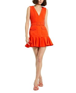 �}�b�N�_�K�� ���f�B�[�X �g�b�v�X �����s�[�X �N���[�v �~�j �m�[�X���[�u Mac Duggal Crepe Sleeveless Mini Dress with Belt and Pocketsunset