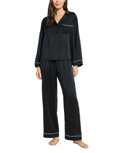 �G�o�[�W�F�C ���f�B�[�X �A�E�^�[ �p�[�J�[�E�X�E�F�b�g �V���N Eberjey Inez Washable Silk Long Pajama Set Black/Champagne �u���b�N