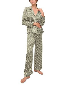 �G�o�[�W�F�C ���f�B�[�X �A�E�^�[ �p�[�J�[�E�X�E�F�b�g �v�����g �V���N Eberjey Inez Printed Washable Silk Long Pajama Set Geo Sphere Moss/Navy �l�C�r�[