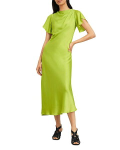 �z�b�u�X�����h�� ���f�B�[�X �g�b�v�X �����s�[�X HOBBS LONDON Limited Tremeer Flutter Sleeve Dress Lime Green ���C��