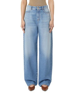 �}�b�N�X�}�[�� ���f�B�[�X �{�g���X �f�j���p���c �W�[���Y Max Mara Studio Mid Rise Oversized Jeans in Light Blue �u���[