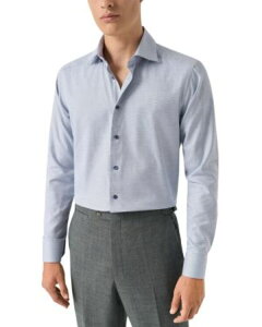 �G�g�� �����Y �g�b�v�X �V���c �X�����t�B�b�g Eton Slim Fit Semi Solid Twill Shirt Navy �l�C�r�[