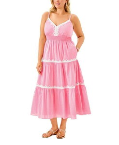 �����[�s�����b�c�@�[ ���f�B�[�X �g�b�v�X �����s�[�X �~�f�B �R�b�g�� Lilly Pulitzer Zanna Cotton Midi Dress Conch Shell Pink �s���N