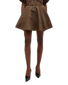 �K�j�[ ���f�B�[�X �{�g���X�J�[�g �~�j GANNI Crinkled Check Mini Circle Skirtobacco Brown �u���E��