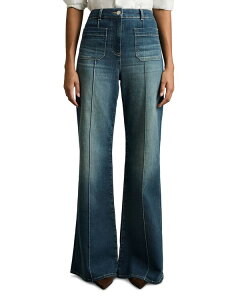 ���C�X ���f�B�[�X �{�g���X �f�j���p���c �W�[���Y REISSakura Patch Pocket High Rise Flare Jeans in Mid Blue �u���[