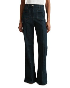 ���C�X ���f�B�[�X �{�g���X �f�j���p���c �v�` �W�[���Y REISS Petitesakura Patch Pocket High Rise Flare Jeans in Dark Blue �u���[