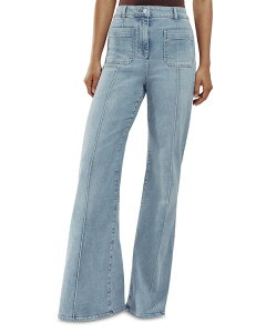 ���C�X ���f�B�[�X �{�g���X �f�j���p���c �t���A �v�` �W�[���Y REISS Petite Sakura High Rise Flare Leg Patch Pocket Jeans in Light Blue �u���[