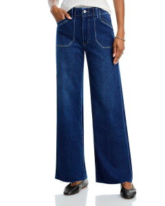 �y�C�W ���f�B�[�X �{�g���X �f�j���p���c ���C�h���b�O �W�[���Y PAIGE Anessa High Rise Raw Hem Wide Leg Jeans in Live Forever Live Forever