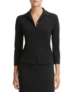 ���B���X ���f�B�[�X �g�b�v�X �V���c Vince Three Quarter Sleeve Button Up Shirt Black �u���b�N