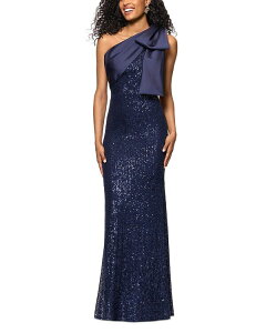 �A�N�A ���f�B�[�X �g�b�v�X �����s�[�X�p���R�[�� AQUA Long Sequinned Bow Dress - Exclusive Navy �l�C�r�[