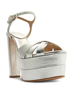 �V���b�c ���f�B�[�X �V���[�Y �T���_�� �v���b�g�t�H�[�� �q�[�� SCHUTZ Women's Keefa High Crossover Higheel Platform Sandals Prata