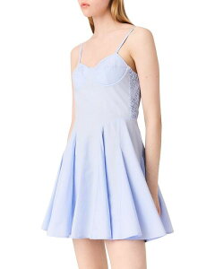 �}�[�W�� ���f�B�[�X �g�b�v�X �����s�[�X �~�j �R�b�g�� Maje Flared Cotton Mini Dress Light Blue �u���[