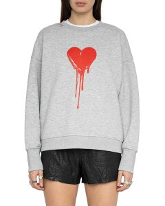�U�f�B�O �G ���H���e�[�� ���f�B�[�X �A�E�^�[ �p�[�J�[�E�X�E�F�b�g �V���c Zadig & Voltaire Oscarpmo Flowing Heart Sweatshirt Gris Chine