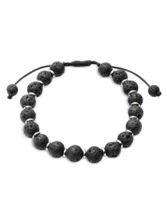 �����N�A�b�v �����Y �A�N�Z�T���[ �u���X���b�g�E�o���O���E�A���N���b�g LINK UP Lava Stone Beaded Bracelet Black �u���b�N
