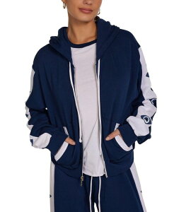 ���[�������V ���f�B�[�X �A�E�^�[ �p�[�J�[�E�X�E�F�b�g LAUREN MOSHI Shanley Evil Eye Stripe Hoodie Astral Navy /White �z���C�g