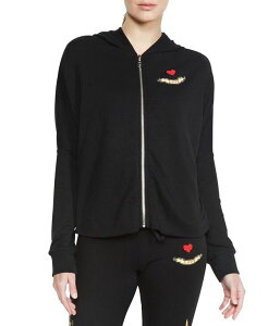 ���[�������V ���f�B�[�X �A�E�^�[ �p�[�J�[�E�X�E�F�b�g �t�����[�� �t�����[ LAUREN MOSHI Amina Floral Eye Love Hoodie Black �u���b�N