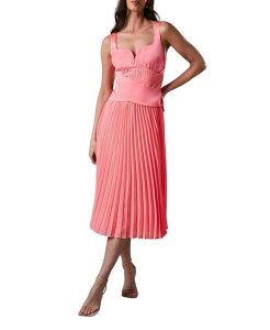 �R�[�X�g ���f�B�[�X �g�b�v�X �����s�[�X �v���[�c �~�f�B Coast Peplum Cross Detail Pleated Midi Dress Coral �R�[����