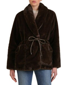 �A���F�b�N���t�B�[�� ���f�B�[�X �A�E�^�[ �R�[�g Avec Les Filles Faux Fur Belted Robe Coat Espresso