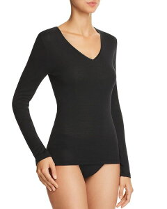 �n���� ���f�B�[�X �g�b�v�X �V���c �E�[�� �V���N Hanro Woolen Silk Basic Long Sleeve Shirt Black �u���b�N
