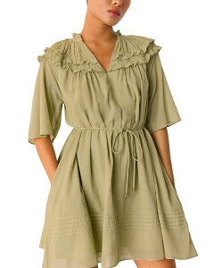 �z�C�b�X���Y ���f�B�[�X �g�b�v�X �����s�[�X �v�` �~�j �R�b�g�� Whistles Petite Cotton Frill Mini Dress Khaki �J�[�L