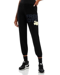 �t���[�V�e�B ���f�B�[�X �{�g���X �J�W���A���p���c �X�E�F�b�g�p���c �R�b�g�� ���S FREECITY FREE CITY Cotton Logo Sweatpants Black Space Cream �N���[��