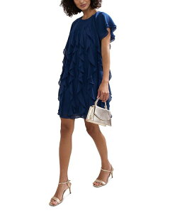 �t�F�C�Y�E�G�C�g ���f�B�[�X �g�b�v�X �����s�[�X �t���� �~�j Phaseight Claudette Ruffled Mini Dress Blue �u���[