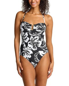 �g�b�~�[�o�n�} ���f�B�[�X ���� �㉺�Z�b�g Tommy Bahama Sunset Blooms Bandeau One Piece Swimsuit Black �u���b�N