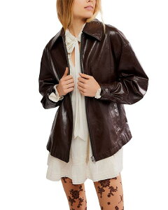 �t���[�s�[�v�� ���f�B�[�X �A�E�^�[ �W���P�b�g�E�u���]�� ���U�[ �t�F�C�N���U�[ Free People Sloane Faux Leather Jacket Chocolate �`���R���[�g