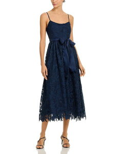 �A�N�A ���f�B�[�X �g�b�v�X �����s�[�X �T�e�� ���[�X AQUA Lace Satin Belt Dress - Exclusive Navy �l�C�r�[