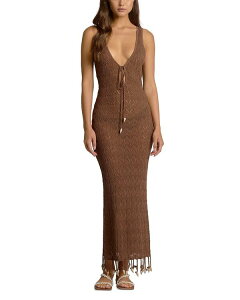 �G���� ���f�B�[�X �g�b�v�X �����s�[�X Elan Reversible Shell Trim Swim Cover Up Dress Brown �u���E��