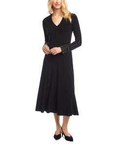�J�����P�[�� ���f�B�[�X �g�b�v�X �����s�[�X Karen Kane Kate Beaded Sleeve Travel Dress Black �u���b�N